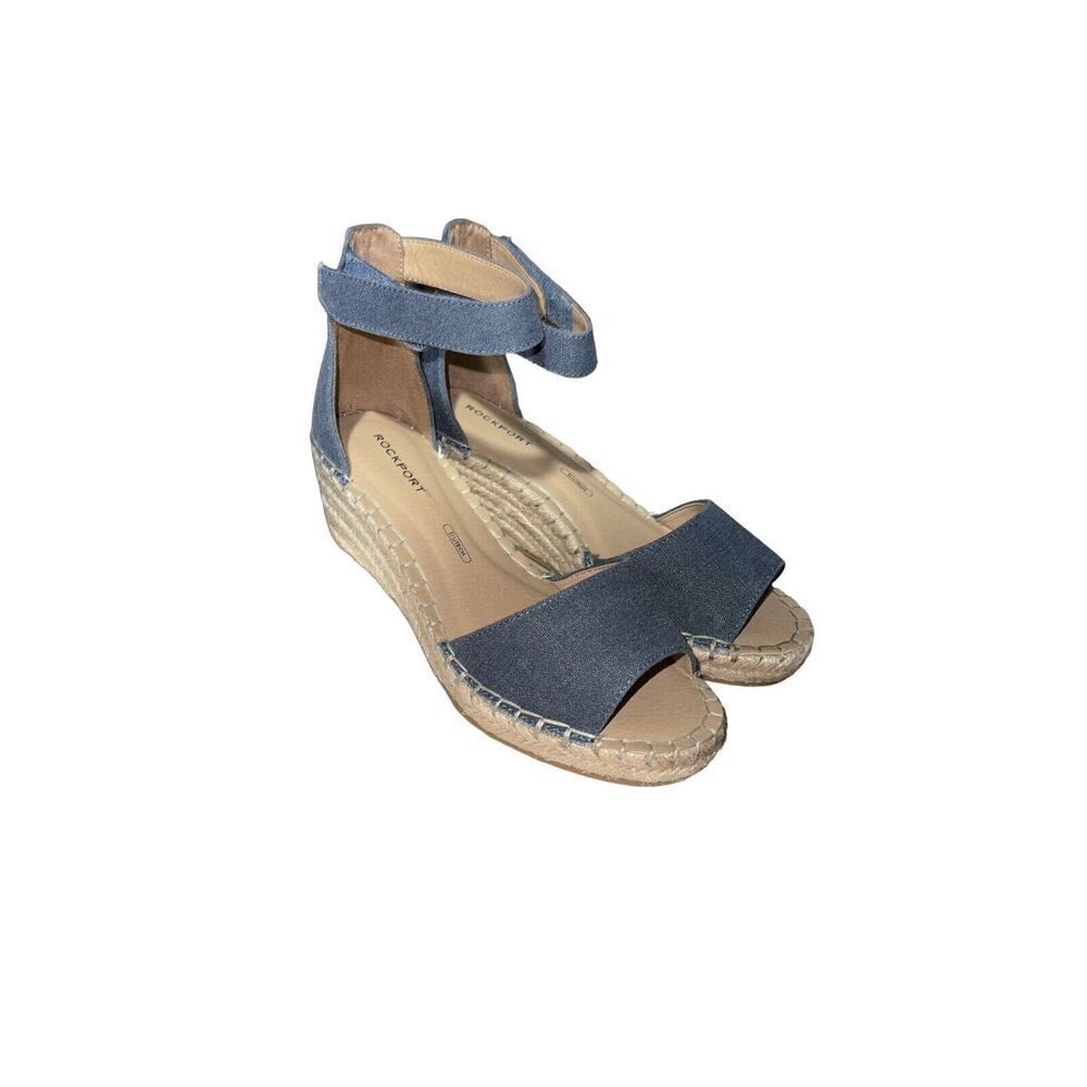 Rockport Marah Espadrille Wedge Sandals Denim Blue - Womens Size 5.5 NWB